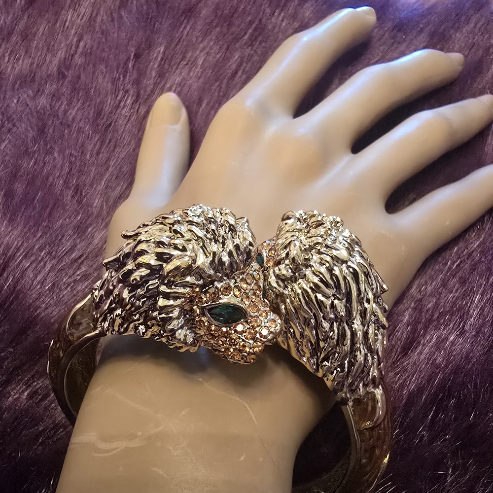 Gold and Silver Lion Head Bracelet